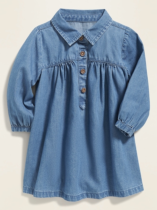View large product image 1 of 2. Relaxed Chambray Henley Dress for Baby