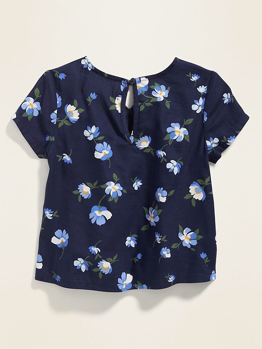 View large product image 2 of 4. Floral V-Neck Babydoll Top for Toddler Girls