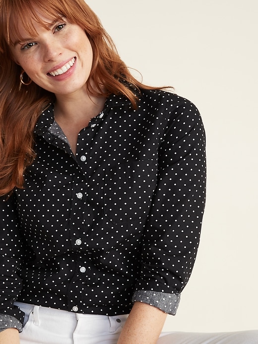 Image number 4 showing, Polka-Dot Poplin Classic Shirt for Women