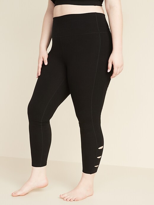 View large product image 1 of 1. High-Waisted Balance Plus-Size Ladder-Trim 7/8-Length Leggings
