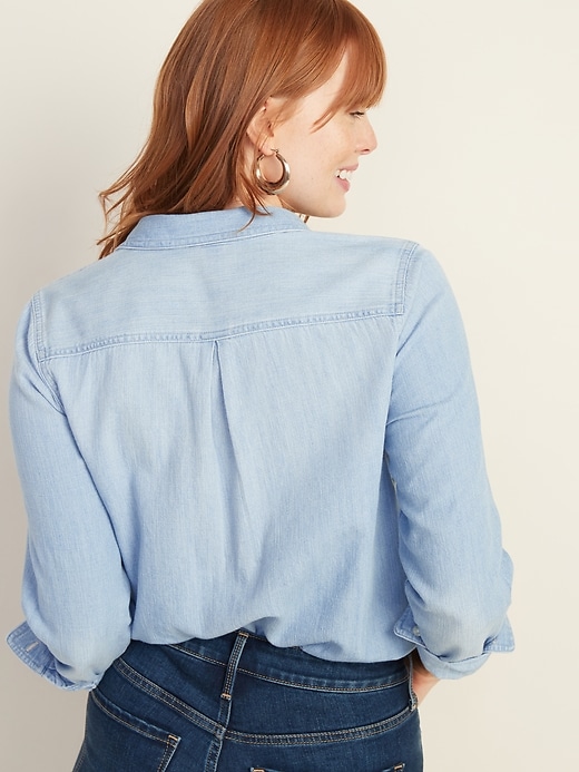 Image number 2 showing, Relaxed Chambray Classic Shirt for Women