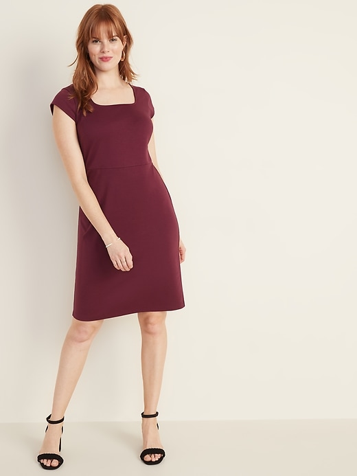 View large product image 1 of 1. Square-Neck Ponte-Knit Sheath Dress for Women