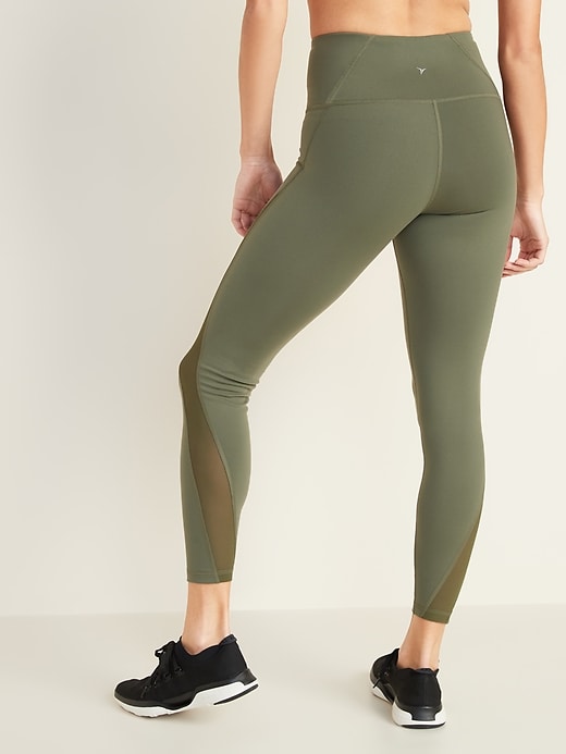 View large product image 2 of 3. High-Waisted Elevate 7/8-Length Mesh-Splice Compression Leggings For Women
