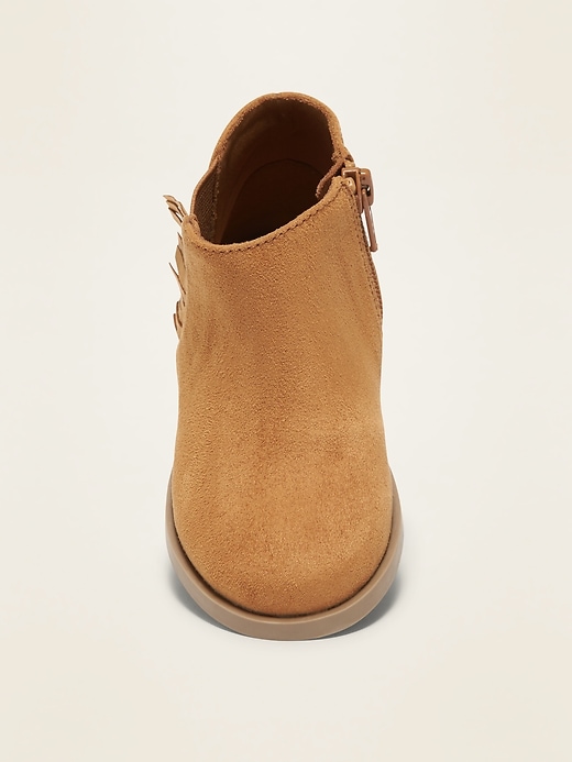View large product image 2 of 4. Faux-Suede Side-Fringe Booties for Toddler Girls