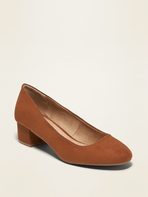 View large product image 1 of 1. Faux-Suede Mid-Heel Pumps for Women