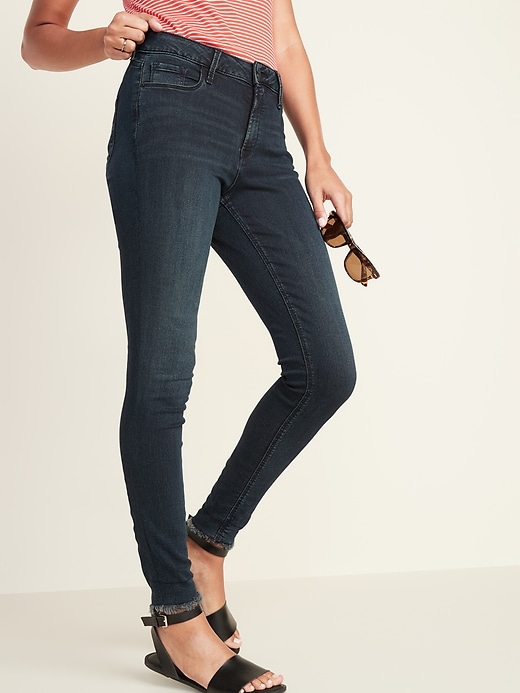 Image number 1 showing, Mid-Rise Rockstar Super Skinny Raw-Edge Ankle Jeans for Women