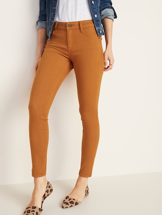 Image number 1 showing, Mid-Rise Rockstar Super Skinny Pop-Color Jeans for Women