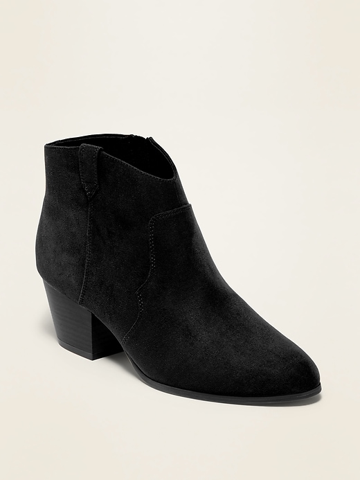 View large product image 1 of 1. Faux-Suede Western Ankle Boots for Women