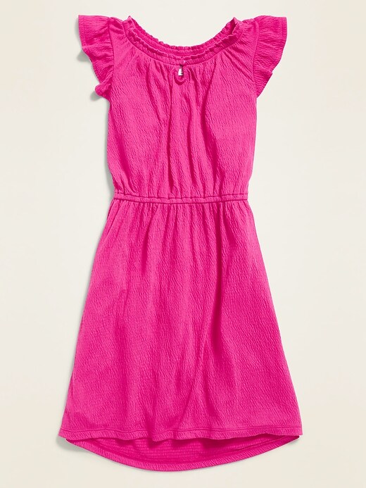 View large product image 1 of 1. Cinched-Waist Flutter-Sleeve Dress for Girls