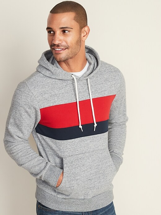 View large product image 1 of 1. Chest-Stripe Pullover Hoodie