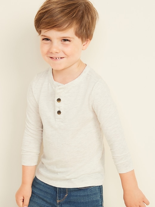 View large product image 1 of 1. Slub-Knit Long-Sleeve Henley for Toddler Boys