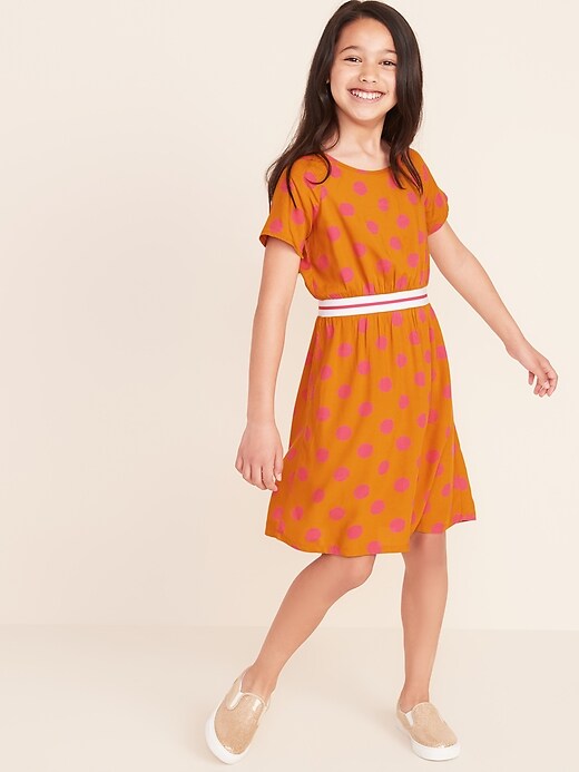 View large product image 1 of 1. Exposed-Elastic Raglan-Sleeve Dress for Girls