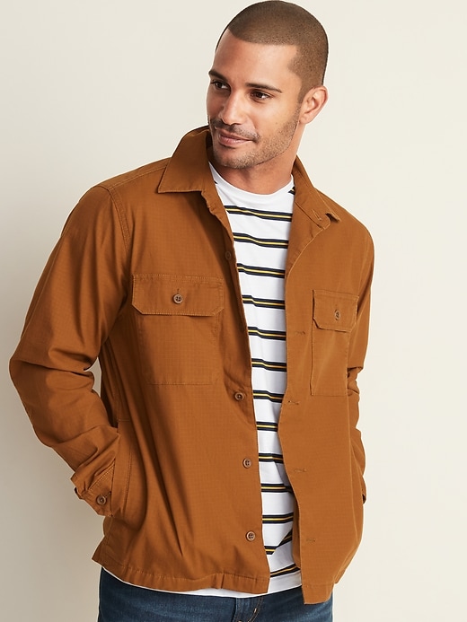 View large product image 1 of 1. Built-In Flex Ripstop Canvas Shirt Jacket