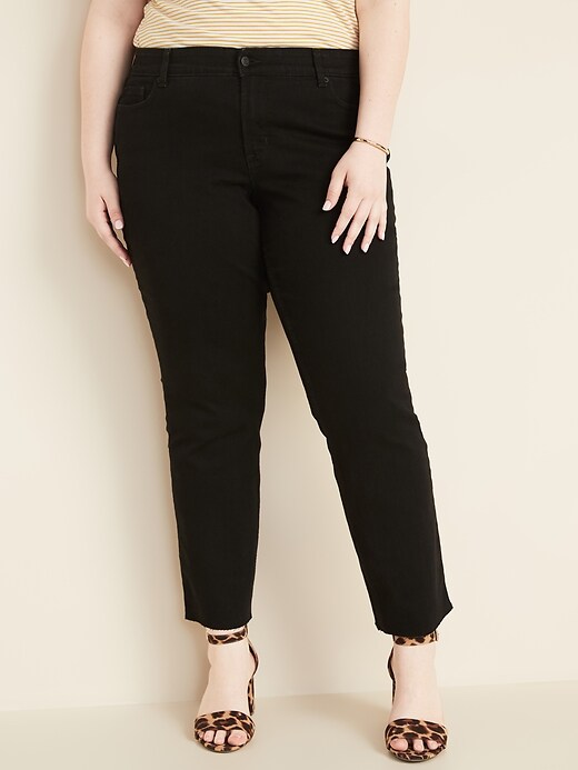 Image number 1 showing, High-Waisted Secret-Smooth Pockets + Waistband Power Slim Straight Plus-Size Jeans