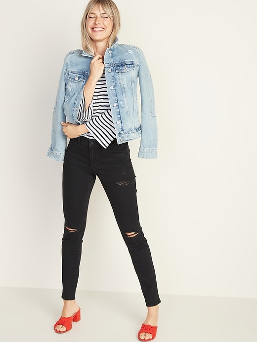 Image number 3 showing, Mid-Rise Distressed Pop Icon Skinny Jeans for Women