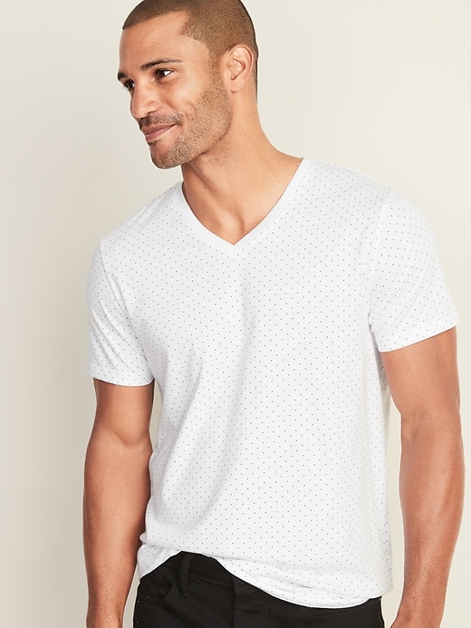 Soft-Washed Printed V-Neck T-Shirt for Men