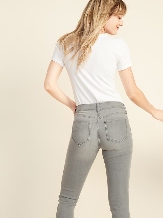 Image number 2 showing, Mid-Rise Gray-Wash Super Skinny Jeans for Women