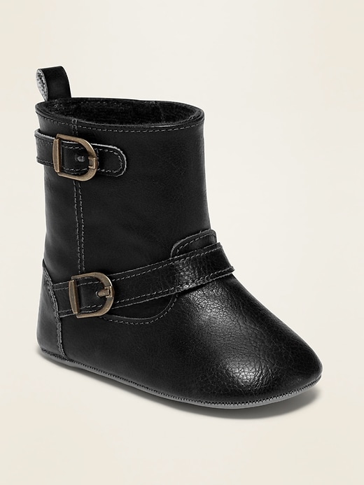View large product image 1 of 1. Tall Faux-Leather Buckled Boots for Baby