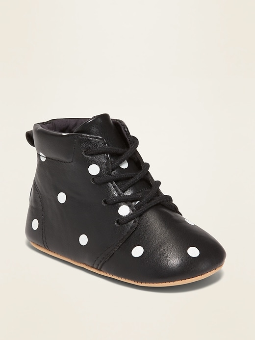 View large product image 1 of 4. Polka Dot Faux-Leather Ankle Boots for Baby