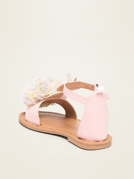 View large product image 2 of 4. Faux-Suede Unicorn Pom-Pom Sandals for Toddler Girls