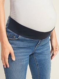 View large product image 3 of 3. Maternity Front Low-Panel Distressed Rockstar Jeans