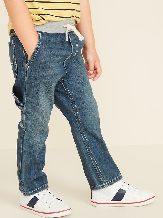 View large product image 1 of 2. Relaxed Jersey-Waist Pull-On Carpenter Jeans for Toddler Boys