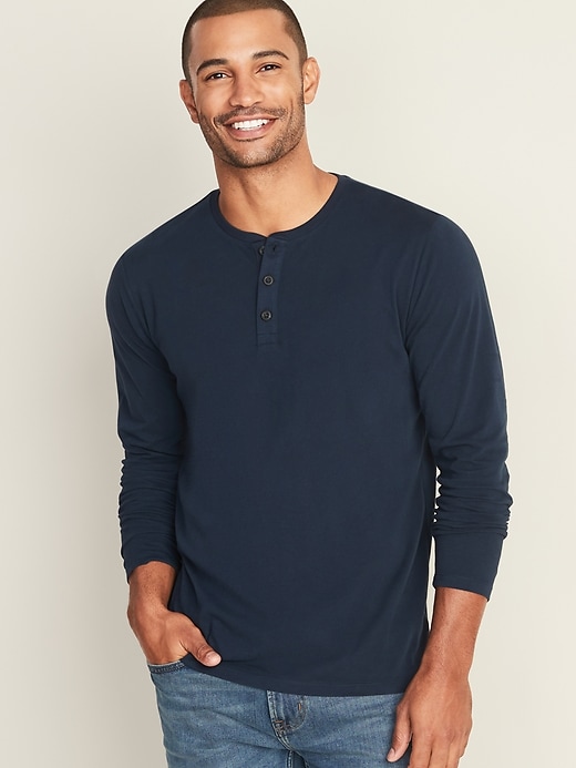 Soft-Washed Long-Sleeve Henley T-Shirt for Men | Old Navy