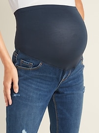 View large product image 3 of 3. Maternity Full Panel Distressed Universal Straight Jeans