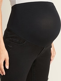 View large product image 3 of 3. Maternity Full-Panel Distressed Rockstar Super Skinny Jeans