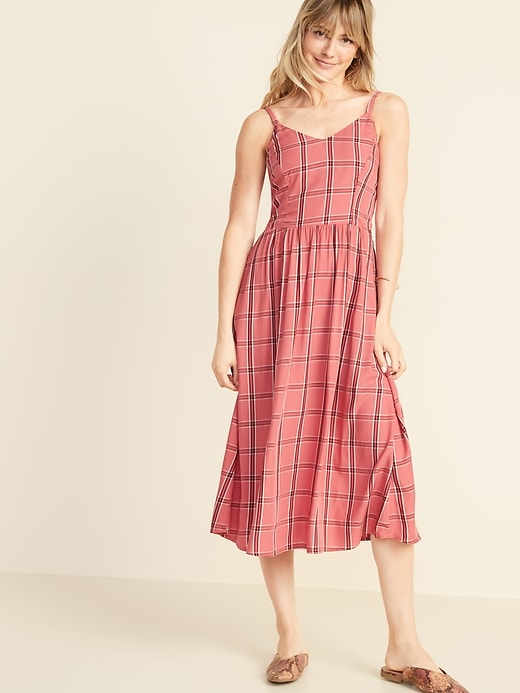 Image number 1 showing, Plaid Fit & Flare Cami Midi for Women