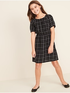 Waist-Defined Scoop-Neck Dress for Girls