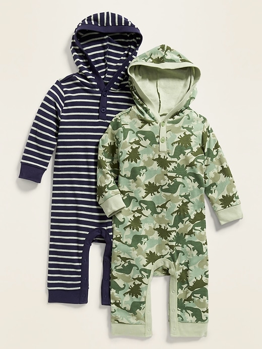 View large product image 1 of 2. Hooded Printed Henley One-Piece 2-Pack for Baby