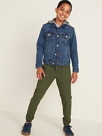 View large product image 3 of 3. Fleece-Hood Built-In Flex Jean Jacket For Boys