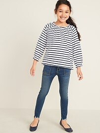View large product image 3 of 3. Striped Slub-Knit Ruffled Top for Girls