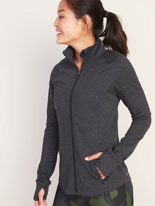 View large product image 1 of 1. Fitted Soft-Brushed Performance Zip  Jacket for Women