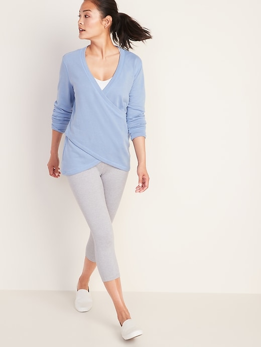 Image number 3 showing, Faux-Wrap French-Terry Sweatshirt for Women