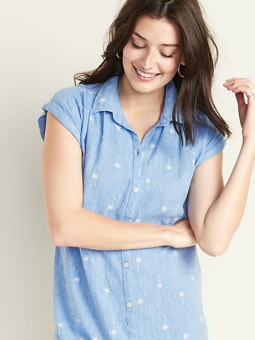 Image number 3 showing, Multi-Stripe Linen-Blend Shirt Dress for Women