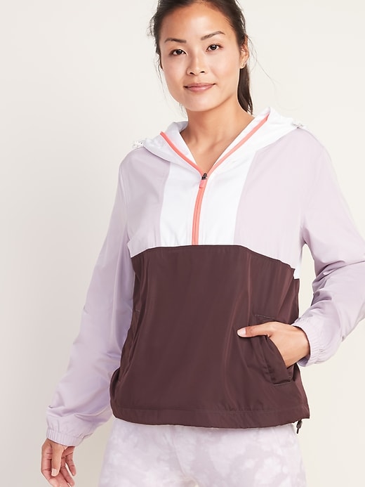 View large product image 1 of 1. Go-H20 Water-Resistant Color-Blocked Anorak for Women