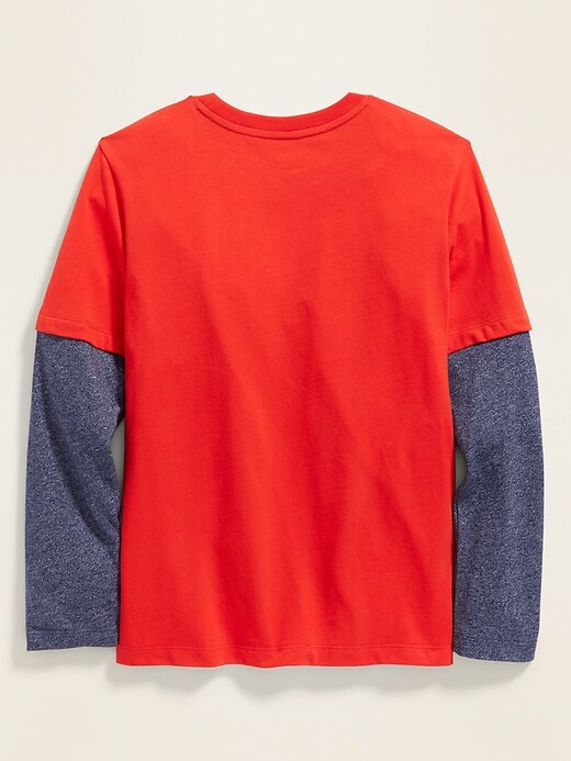 View large product image 2 of 3. 2-In-1 Graphic Crew-Neck Tee For Boys