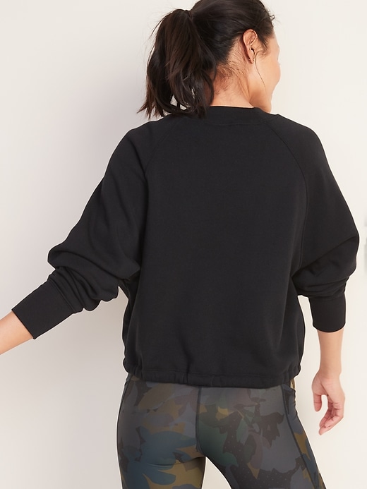 Image number 2 showing, Loose Dolman-Sleeve Drawstring-Hem Sweatshirt for Women