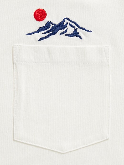 View large product image 2 of 2. Soft-Washed Embroidered-Graphic Pocket Tee