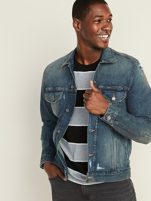 Image number 1 showing, Distressed Built-In Tough Jean Jacket