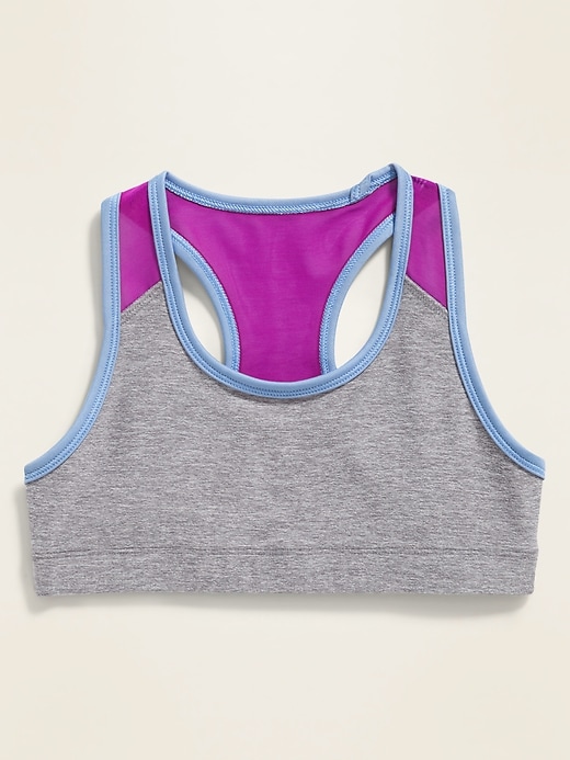 View large product image 1 of 2. Mesh-Trim Go-Dry Racerback Sports Bra for Girls