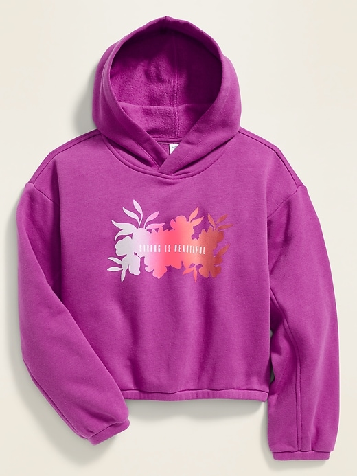 View large product image 1 of 1. Graphic Cropped Cinched-Hem Hoodie for Girls