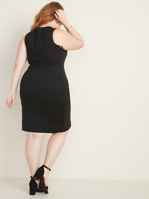 Image number 2 showing, Secret-Slim Plus-Size Sleeveless Ponte-Knit Sheath Dress