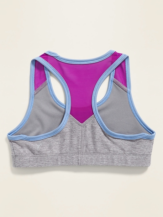 View large product image 2 of 2. Mesh-Trim Go-Dry Racerback Sports Bra for Girls
