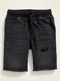 View large product image 3 of 3. Karate Rib-Knit Waist Built-In Tough Cut-Off  Jean Shorts for Boys