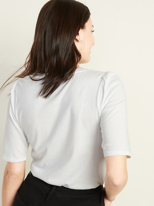 Image number 2 showing, Shirred Elbow-Sleeve Jersey Top for Women