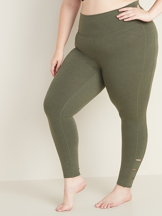 View large product image 1 of 3. High-Waisted Balance Plus-Size Ladder-Trim 7/8-Length Leggings