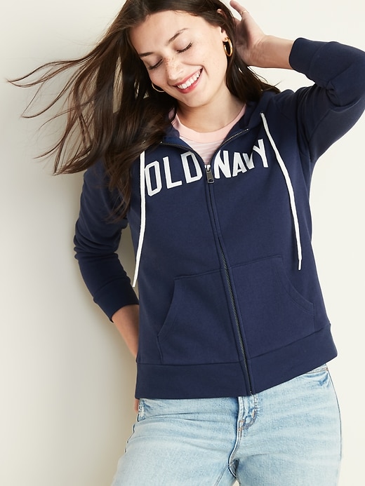 View large product image 1 of 1. Logo-Graphic Zip Hoodie for Women